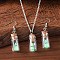 Halloween Luminous Ghost Glass Drift Bottle Pendant Necklaces & Dangle Earrings Sets, Alloy Jewelry Sets, Platinum, 400~500mm