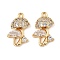 Brass Micro Pave Cubic Zirconia Pendants, Mushroom Charm, Real 18K Gold Plated, Clear, 17x11x4mm, Hole: 1.2mm