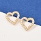 Brass ABS Plastic Pearl Hollow Heart Stud Earrings, Long-Lasting Plated, Rack Plating, Real 18K Gold Plated, 13.5x13.5mm
