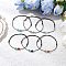 6Pcs Natural Gemstone Round Beads Bracelets for Men Women, with Adjsutable Polyester Cords Macrame Thread, Inner Diameter: 2~3-1/8 inch(5~8cm)