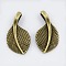 Tibetan Style Alloy Pendants, Cadmium Free & Nickel Free & Lead Free, Leaf, Antique Bronze, 28x15x5mm, Hole: 6x3mm