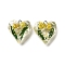 Inner Dried Flower Transparent Resin Pendants, with Brass Finding, Heart Charms, Yellow, 25.5x25.5x11mm, Hole: 1.8mm