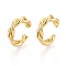 Twist C-Shaped Brass Cuff Earrings, Real 18K Gold Plated, 17x19x4mm