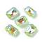 Faceted Glass Pointed Back Rhinestone Cabochons, Mocha Fluorescent Style,  Rectangle Octagon, Fluorescent, Peridot, 14x10x5mm