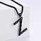 Stylish Stainless Steel Initial Pendant Necklaces, Black, Letter Z