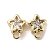 Brass with Cubic Zirconia Stud Earring Finding, Cadmium Free & Nickel Free & Lead Free, Star, Real 14K Gold Plated, 9x7mm, Hole: 1mm, Pin: 0.5mm