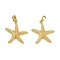 Brass Pendants, Cadmium Free & Lead Free, Starfish, Real 18K Gold Plated, 21.5x20.5x3mm, Hole: 4.5x2.5mm