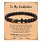 Cross Natural Tiger Eye & Frosted Black Obsidian Round Beads Stretch Bracelets for Men Women, 7-1/8 inch(18cm)