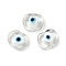 Handmade Evil Eye Lampwork Beads, Oval, Clear, 16~17x20~21x8~11mm, Hole: 3~3.5mm