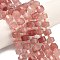 Natural Strawberry Quartz Beads Strands, Faceted, Disc, Heishi Beads, with Seed Beads, 11~12x8~9mm, Hole: 0.7~0.8mm, about 32~33pcs/strand 15.16''~15.39''(38.5~39.1cm)