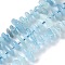 Natural Aquamarine Beads Strands, Nuggets, 8~11x9~14x1.5~5mm, Hole: 0.8mm, about 74pcs/strand, 15.55''(39.5cm)