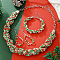 Christmas Glass Seed Beaded Multilayer Necklaces & Teardrop Dangle Earrings & Bracelets Sets, Red, 500mm & 80mm & 70x23mm