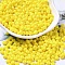 Baking Paint Glass Seed Beads, Donut, Yellow, 4x2.5mm, Hole: 1mm, about 137pcs/10g