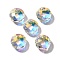 Glass Pendants, Flat Round, AB Color, Faceted, Clear AB, 18x7mm, Hole: 1.2mm