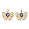 Brass Micro Pave Cubic Zirconia Pendants, Cadmium Free & Nickel Free & Lead Free, with Enamel Evil Eye, Bowknot Charms, Golden, 15x22x3mm, Hole: 4x2.5mm