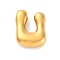 304 Stainless Steel Pendants, Letter Charm, Ion Plating(IP), Real 18K Gold Plated, Letter U, 21x16.5x6mm, Hole: 3.5x2.2mm