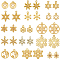 150Pcs 15 Styles Alloy Pendants, Snowflake, Golden, 13~28.5x10.8~22.5x1~2mm, Hole: 1.2~3mm, 10pcs/style