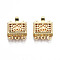 Brass Box Clasps, 3-Strand, 6-Hole, Nickel Free, Rectangle, Real 18K Gold Plated, 14x10.5x3.5mm, Hole: 1mm