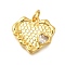 Rack Plating Brass Micro Pave Cubic Zirconia Pendants, Lead Free & Cadmium Free, Long-Lasting Plated, Heart with Word Love, Real 18K Gold Plated, 15x16.5x3.5mm, Hole: 3.5mm