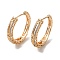 Brass Micro Pave Cubic Zirconia Hoop Earrings, Hollow Flower, Light Gold, 27x28x5mm