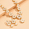 Flower Alloy Crystal Rhinestone & Plastic Pearl Link Chain Necklaces & Stud Dangle Earrings Sets, Golden, 500mm