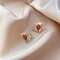 Alloy Rhinestone Stud Earrings, with 925 Sterling Silver Pins, Golden, Heart