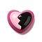 Opaque Resin Cabochons, Black Pink, Heart, 20.5x24x9.5mm
