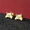 Stainless Steel Stud Earrings, Dog Shape, Golden, 9x11mm