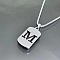 Rectangle with Laser Cut Letter 201 Stainless Steel Initial Pendant Necklaces, Stainless Steel Color, Letter M, 23.62 inch(60cm)