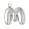 304 Stainless Steel Initial Pendants, Ion Plating(IP), Stainless Steel Color, Letter M, 16~18x6~18x3mm, Hole: 1.8mm
