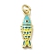 Brass Enamel Pendants, Fish Charm, Long-Lasting Plated, Cadmium Free & Lead Free, Real 18K Gold Plated, with Jump Ring, Deep Sky Blue, 21x6.5x3mm, Hole: 3mm