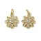 Brass Micro Pave Cubic Zirconia Pendants, Flower Charms, Long-Lasting Plated, Cadmium Free & Lead Free, Rack Plating, with Jump Ring, Real 18K Gold Plated, 14.5x12.5x3.5mm, Hole: 3.5mm.