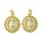 Brass Micro Pave Cubic Zirconia Pendants, Cadmium Free & Nickel Free & Lead Free, Real 18K Gold Plated, Oval, 23x18x4.5mm, Hole: 4x3mm