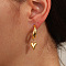 Vintage 201 Stainless Steel C-shaped with Heart Dangle Stud Earrings, Golden, 30x15mm