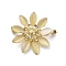 Flower Alloy & Glass Cat Eye Brooches, Golden, 32x30.5mm