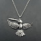 Alloy Rhinestone Pendant Necklaces, Platinum, Bird