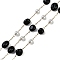 Ion Plating(IP) 304 Stainless Steel Paperclip Chains, with Natural Dyed & Heated Black Agate Beaded and ABS Plastic Pearl, Real 18K Gold Plated, 11x7x4x5mm, about 32.81 Feet(10m)/Roll