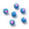 Handmade Polymer Clay Beads, Round with Heart Pattern, Steel Blue, 8mm, Hole: 1.5mm