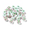 Opaque Acrylic Beads, Hand Drawn Beads, with Enamel, Medium Aquamarine, 14~15x18~20x18~20mm, Hole: 2~3mm