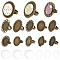 DIY Blank Dome Finger Rings Making Kit, Including Bowknot & Flower & Oval Adjustable Alloy Ring Settings, Glass Cabochons, Antique Bronze, 20Pcs/bag