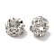 Long-Lasting Plated Brass Micro Pave Clear Cubic Zirconia Beads, Flower, Large Hole Bead, Platinum, 7.9x4.3mm, Hole: 4.1mm