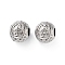 304 Stainless Steel Rhinestone European Beads, Round Large Hole Beads, Real 18K Gold Plated, Round with Letter, Letter P, 11x10mm, Hole: 4mm