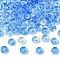 111Pcs Electroplate Transparent Colours Rainbow Glass Seed Beads, Donut, Royal Blue, 6.5x3mm, Hole: 1.2mm