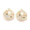 Alloy and Rhinestone Pendants, Flat Round with Fish, Golden, 21x18.5x3mm, Hole: 1.6mm