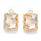 Rack Plating Brass Micro Pave Cubic Zirconia Pendants, Cadmium Free & Nickel Free & Lead Free, Rectangle with Star, Real 18K Gold Plated, 14x9.5x3.5mm, Hole: 1.2mm