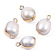 Pendentifs de perle keshi perle baroque naturelle galvanoplastie PEAR-N021-11-2