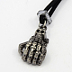 Vintage Halloween Jewelry Rubber Cord Skeleton Hand Necklaces X-NJEW-J011-05A-2