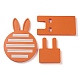 樹脂人工大理石ジュエリーリングディスプレイ  PUレザーと  ウサギの形  ダークオレンジ  21.5x15x18.5cm AJEW-H117-01-3
