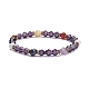 Bracelet extensible perles rondes pierres naturelles mélangées thème chakra BJEW-JB07248-2
