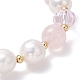 Эластичные браслеты из бусин натурального розового кварца и культивированного пресноводного жемчуга BJEW-JB12856-02-4